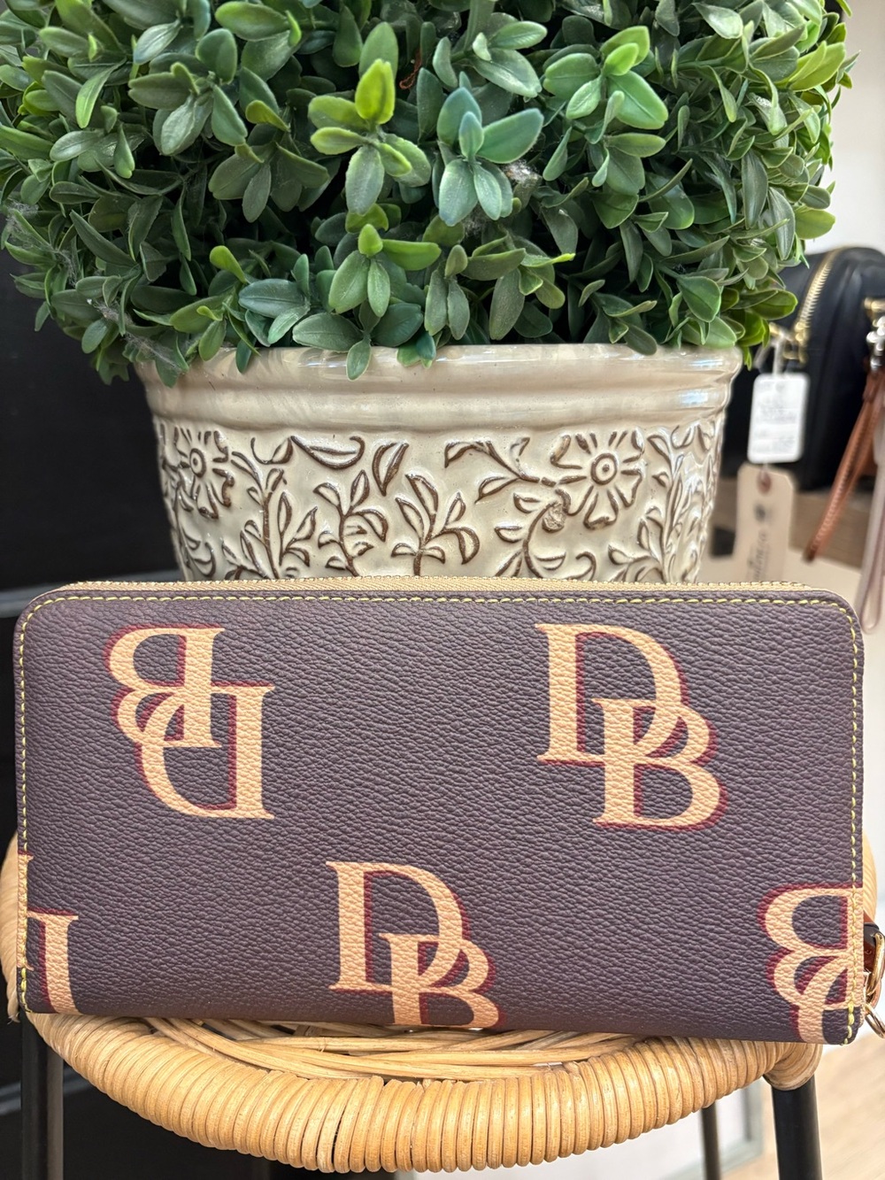 Dooney & Bourke Monogram Pebbled Leather Zip Around Wallet